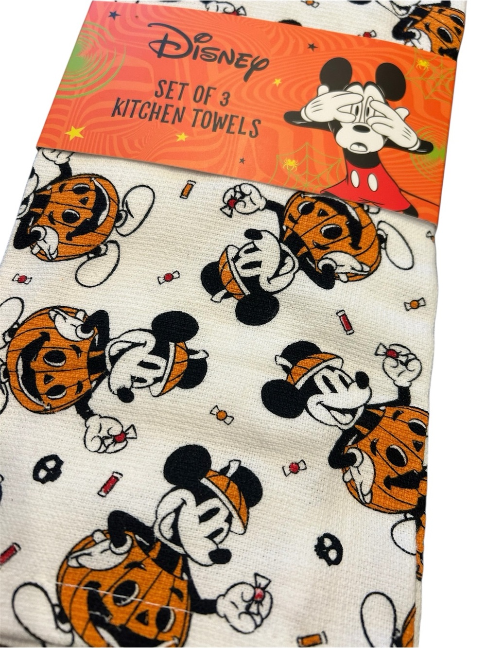 Disney Halloween Mickey Mouse Pumpkin Set of 3 Kitchen Towel Set - Picture 2 of 3